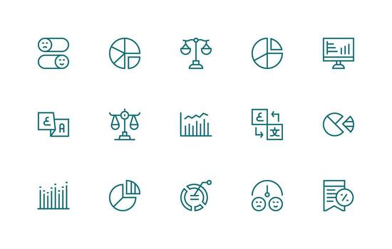 Comparison Icon Set with 15 Regular Line Graphics vector