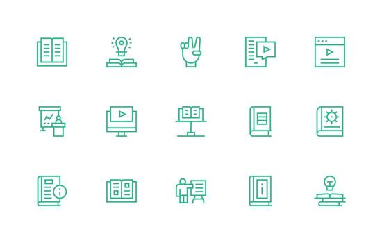 15 Regular Line Style Icons from Tutorial Collection vector
