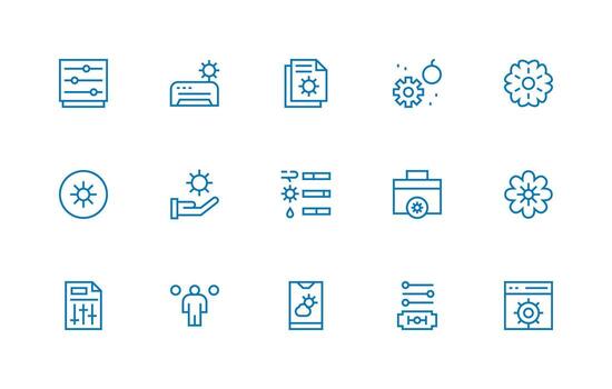 Regular Line Icons from Preferences Set with 15 Vectors