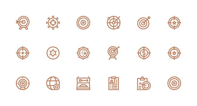 Strong Stroke Line Icons from Objective Set with 18 Vectors