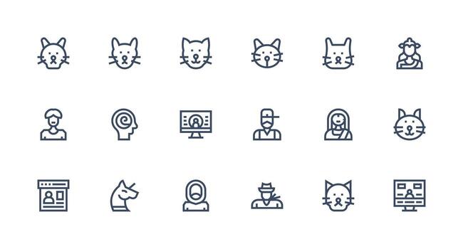 perfil ver diseño íconos presentando 18 en fuerte carrera línea estilo vector