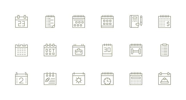18 Icons for Monthly in Minimal Line Format vector