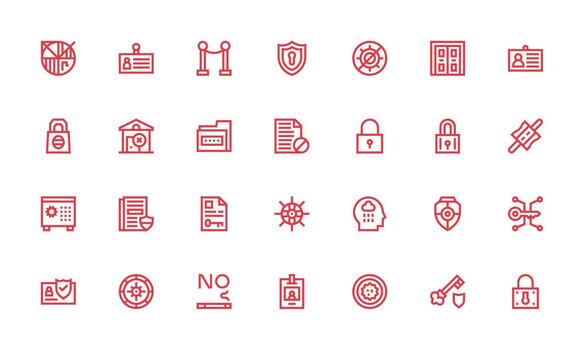 Access Control Design Icons featuring 28 in Bold Line Style vector