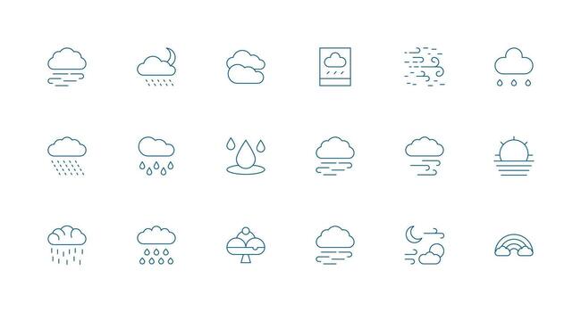 Minimal Line Icons from Atmosphere Set with 18 Vectors