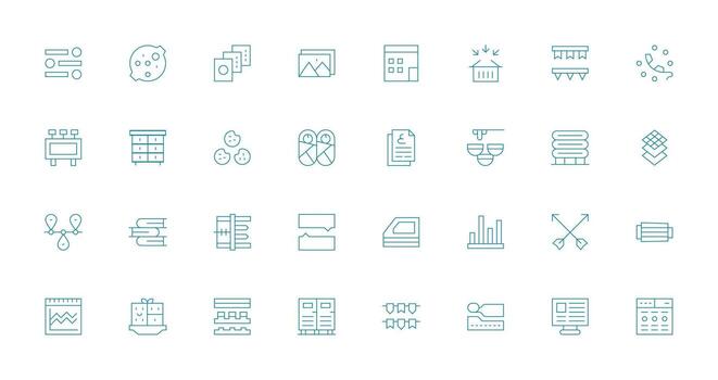 32 Thin Line Vectors for Multiple Theme