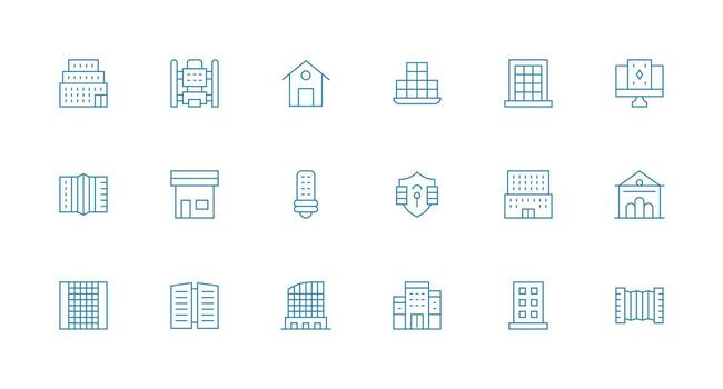 Windows featuring 18 Icons in Minimal Line Design vector