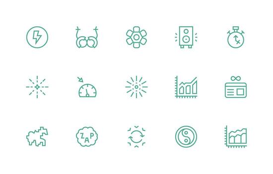 regular línea íconos desde dinámica conjunto con 15 vectores