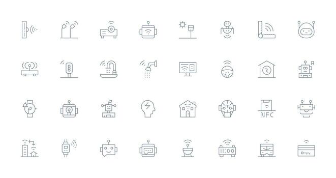 inteligente icono conjunto con 32 Delgado línea gráficos vector