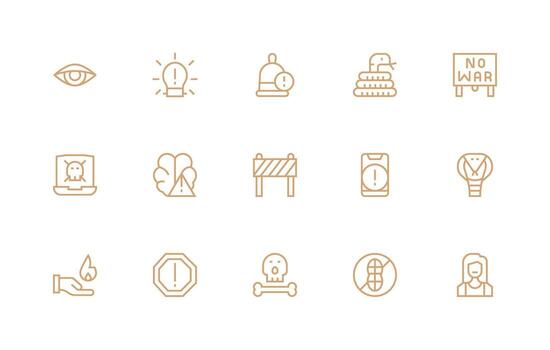 15 Icons for Caution in Regular Line Format vector