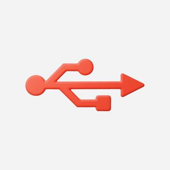 Stylized red USB connection icon on a clean background. vector
