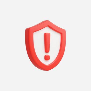 A vibrant red shield icon emphasizing caution and security. vector