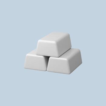 Three sleek white blocks stacked on a soft blue background. vector