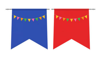 festivo rojo y azul decorativo pancartas con vistoso banderines en transparente antecedentes png