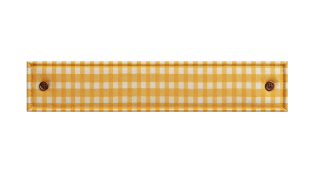 Retro inspired gingham fabric banner strip adorned with simple buttons on a transparent setting png