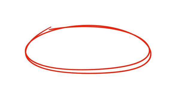 dibujado a mano rojo oval forma en blanco fondo, destacando un blanco espacio para texto o desig vector