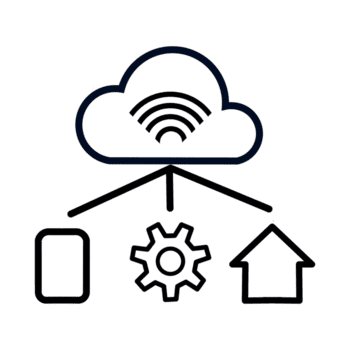 Cloud computing network connecting home, phone, and settings, symbolizing smart home technology and connectivity png