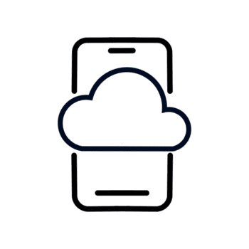 Smartphone connecting to cloud storage, symbolizing mobile data synchronization and online accessibility for seamless digital experience png