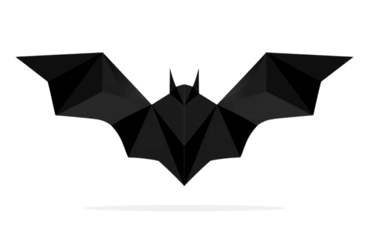 nero geometrico pipistrello simbolo con acuto bordi e delicato ombreggiatura isolato su un' trasparente sfondo buio png