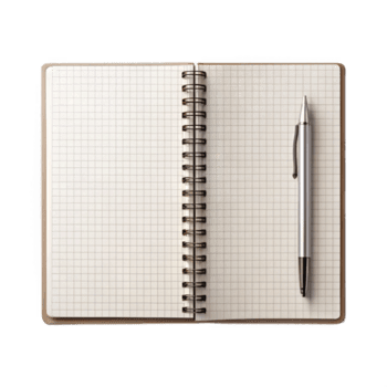 engagerande skrivning session med öppen anteckningsbok och penna modern arbetsyta bakgrund kreativ miljö topp se png