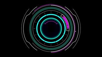 animato sci fi hud interfaccia con rotante concentrico cerchi e dati. video