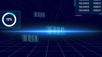 animado hud círculo interface com digital linhas e scanners, tecnologia conceito. video