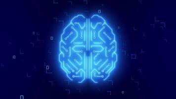 Animated Brain with Luminous Lines and Data, Artificial Intelligence Concept. video
