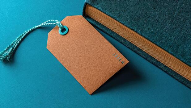 A book with a tag on it and a brown paper tag photo