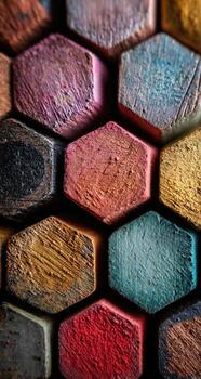 A close up of a group of colored pencils photo