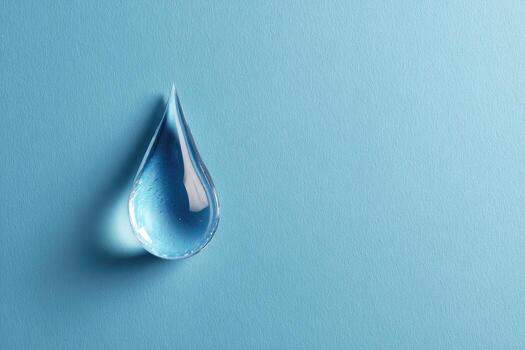 A drop of water on a blue background photo