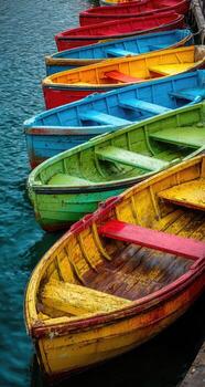 A row of colorful boats photo
