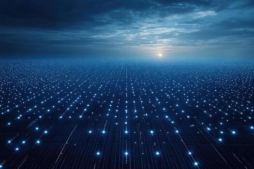 A solar field with many lights on it photo