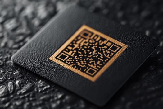 A qr code on a black card photo