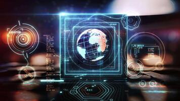 artificial inteligência em processamento global dados fluxo dentro futurista holograma video