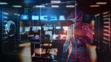 Android interagit avec une virtuel interface affichage Satellite Les données video