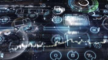 trogen gränssnitt som visar hjärna aktivitet och data analys i virtuell verklighet video