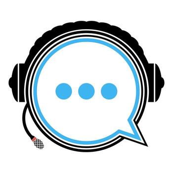 Support with speech bubble on white background. Flat design support icon. The headphone logo can be used for the company, icon and others. vector