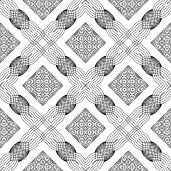 Line Icon Seamless Curl Pattern Isolated on White Background. vector