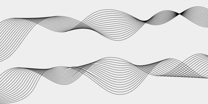 Intricate pattern of black waves creating a rhythmic design on a white background vector