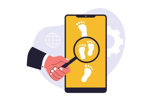 Mobile device showing digital footprints vector
