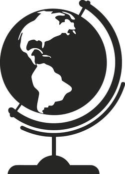 Black silhouette of a globe on a stand isolated on white background isolated on transparent background vector