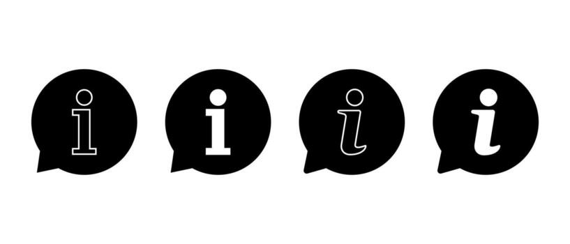 Information icon set in speech bubble. Info symbol for help and guidance vector
