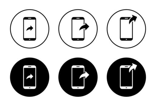 compartir icono en teléfono pantalla. Teléfono móvil con flecha símbolo. enviar botón vector