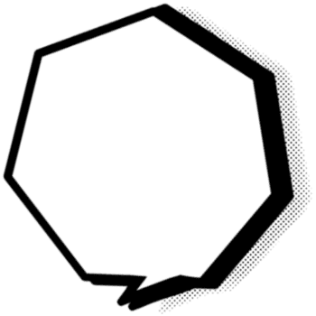 a speech bubble polygon illustration shape with a black and white outline png