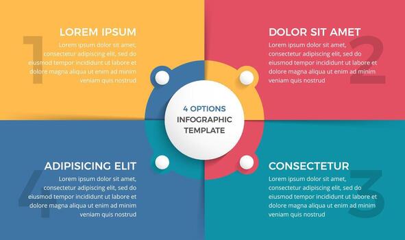 Circle diagram with four colorful elements, infographic template vector