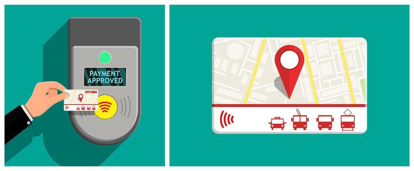 Payment terminal and interactive map card vector