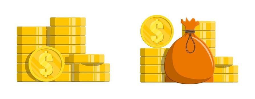 coins and money bag illustration vector