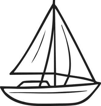 Sailboat side view with tall triangular mainsail clean outline vector