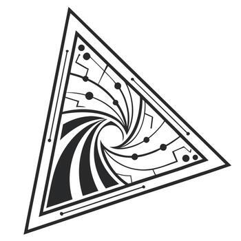 Abstract triangle vortex with circuit design vector