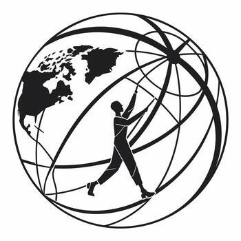Man supporting the world globe, a global connection vector