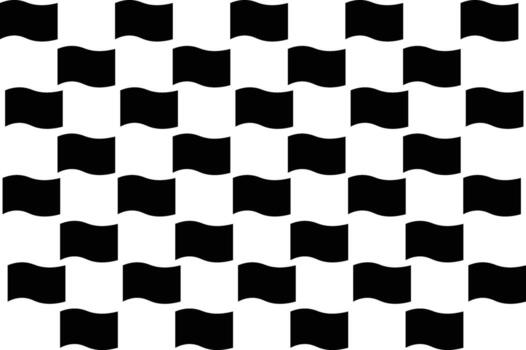 Waving checkered flag pattern with black and white squares isolated on white background vector